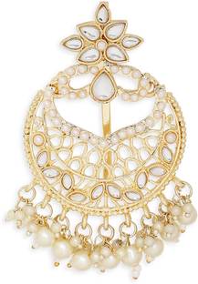 Oomph Gold Tone Ethnic Hair Bun Pin - Juda Pin - Jadau Floral Design Hair Pin