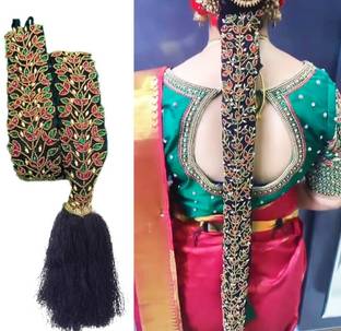 MUSMIR Maggam work jada poola jadalu kunjalam Billalu set braid hair extensions Hair Accessory Set