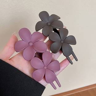 Freebies Korean Matte Big Flower Juda Clip/hair Clip/hair clip For Girls (set of 2) Bun Clip
