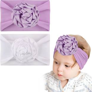 SYGA 2 Pcs Fancy Flower Stretchable, Nylon Headband for Newborn Infant Toddlers Baby Head Band