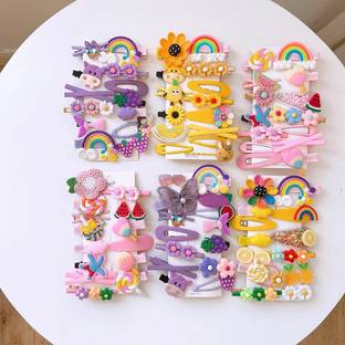 sparkal 14 Pcs Multi Unicorn Ice Cream Cartoon Hair Clips Set Baby Hairpin For Hair Clip Hair Clip
