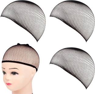 sparkal Free size Hair Mesh Net Cap For Wig Black Pack of 4 Hair Accessory Set