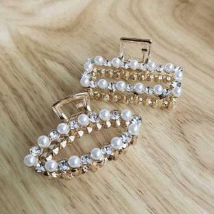 Myself NEW DESIGN DIAMOND PEARL HAIR CLIPS PACL OF 2 (MULTIDESIGN) Hair Pin