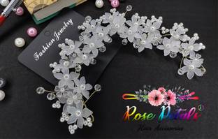 Rose Petals Tiara for Women and Girls Bridal Headband Hair Accessories Wedding Jewellery Hair Chain