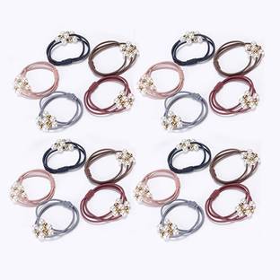 Myra Collection Set of 20 Knotted Elastic Pearls Hair Ties Rubber Band Rubber Band