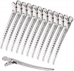 Red Square Alligator Hair Clips Metal Duck Bill Hair Clips for Styling - with Holes Professional Sectioning Clips for Salon and Women Girls Accessories Silver Hair Clip