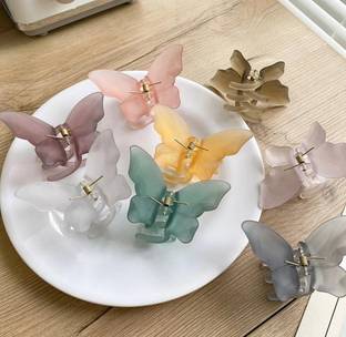 simreen Butterfly hair claws pack of 8 small size Korean hair claws clutchers Hair Claw