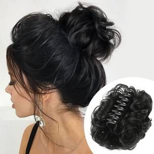Crazy Hair Messy Curly Hair Claw Bun Hairpiece Clip in Claw Hair Wavy Curly Hairpiece Black Hair Claw