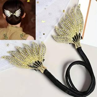 HONEY ACCESSORIES 1PCS Rhinestone Flower Leaf Bun Maker, Lazy Hair Curler for Women Ladies Girls Bun Clip