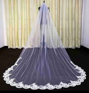 Unique Bridal Floor veil Soft Tulle 2 Layers 3.5 Meter Long Cathedral veil Head Band
