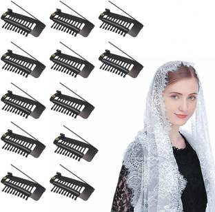 HONEY ACCESSORIES 12Pcs Chunni Dupatta Clips with Safety Pin, 10-Teeth Strong Hair Pin