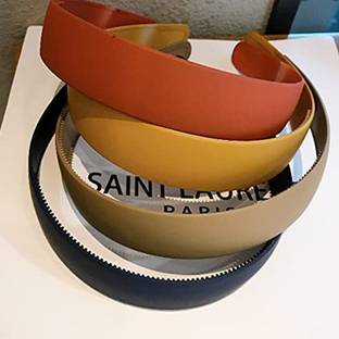 ASG Multicolor Simple Matte Finish Plain Wide Hair Band Combo - 5 Pcs Head Band