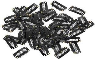 A H S Hair Extension U Shape Snap Clips for Weft Wigs Black Set of 12 Hair Clip