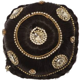 AROOMAN Artificial Juda Accessories Heavy Stone Work Extension Juda, Brown Bun