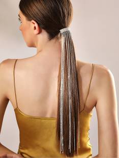 Rubans Voguish Silver Shimmery Long Fringe Rubberband Hair Chain