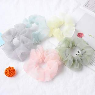 THE MAXIM hair scrunchies, pack of 06 large transparent scrunchies Rubber Band