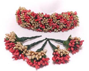AGASTHIYAR TRADERS VJP Mandakini floral Gajra1 Veni pins 5 Hair Accessory Set