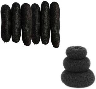 Sharum Crafts 6Pc Banana Puff Maker & 3 Hair Donut Hair Accessory Set