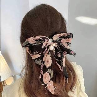 Blubby Printed Fabric Hair Bow Clip Hair Clips Hair Styling Accessories for Girls Women Hair Clip