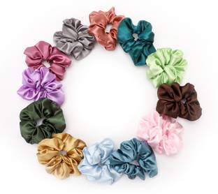 TIVRA 12 Hair Satin Scrunchies Rubber Band