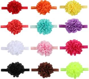 SYGA 12 Pcs Mesh Flower, Stretchable Hairband for Newborns, Infants and Toddlers Baby Head Band