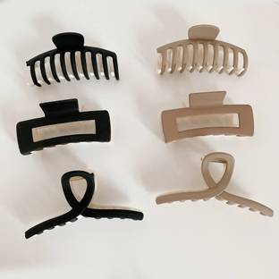 GLIMM Set of 3 Frosted Geometric Matte Resin Hair Claw Clips Hair Claw
