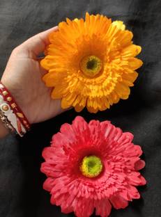 FulerSajkotha Artificial Red, Yellow Gerbera Hair Clips Hair Clip
