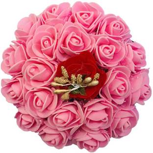 AROOMAN â¢ Artificial Flower Bun/Gajra Juda/Accessories Bun For Women, Grils, Color-Pink, Pack-01 Bun