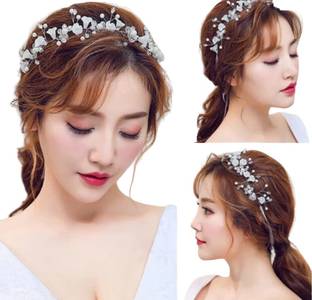 Rose Petals Wedding Hair Vine, Floral Bridal Hair Band, Ribbon Headband Hair Tiara Hair Band