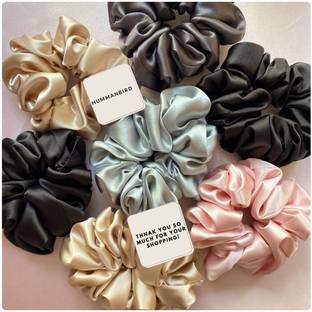 hummanbird Silky Satin Scrunchies Ponytail Holder for Girls Women ( pack of 7 ) Rubber Band