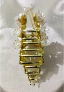 wed 1PCS Jewellery Eye Catching Korean Rhinestone Golden Pear Banana Clip