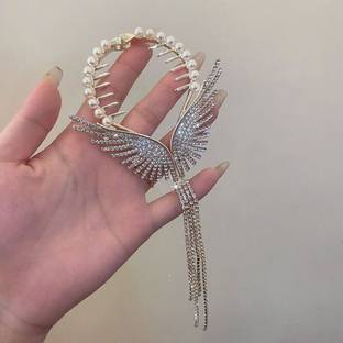 VSMARTHUB Women Ponytail Tail Hair Bun Holder Claw Clip Butterfly Crystal Pearl Hairpin Bun Clip