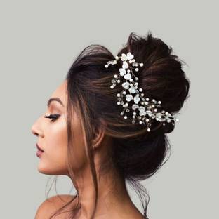 VANITY GLAM White rose hair accessory for women White color Hair Extension