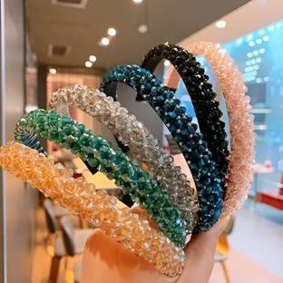 क्रोनेक्स 1Pcs Women's Rhinestone Shinning Crystal Beaded Hair Headband Hair Accessories हेयर एक्सटेंशन