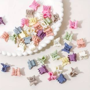 KATY Cute Korean Mini Butterfly Matte Hair Clip for Women (Nude Shade) Set of 25 Hair Claw