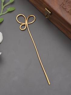 Silvermerc Designs Gold Plated Trinetra Knot Hair Stick for long hair Bun Stick