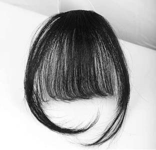 A H S 100% Human Hair Clip-in Front Hair Fringe Bang Hair Piece (Natural Black) Hair Accessory Set