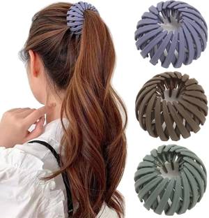 BBBIKINI 3P Bird Nest Magic Claws Retro Retractable Ponytail Braid Fixer Korean Hair Clip Bun