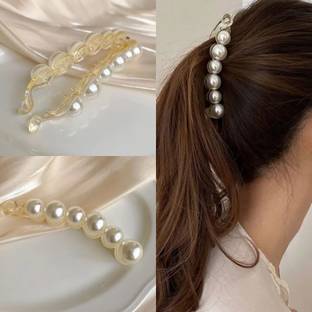 Trendy Club Blubby White Pearl Banana Hair Pins Pearl Bridal Hair Accessory Banana Clip
