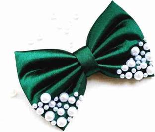 RimR Pearl Hair Bow Clip Green Hair Clip