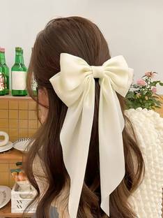 FilterFashion Bow Hair Clip/ Hair Ribbon For Women And Girls Made With Silk Satin Hair Clip
