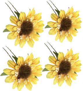 GadinFashion ™ Set Of 4 Pcs Flower Style Hair Juda Pins For Hair Styling And Bun Decoration Accessories Pins Gajra for Women and Girls Color-Yellow Hair Pin