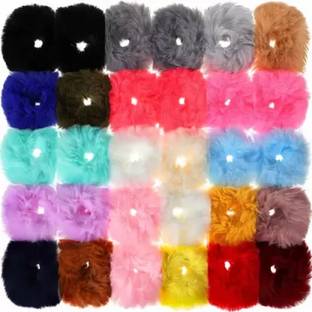 Ligament Fur Hair Scrunchies Pompom Ball Elastic Hair Rubber Band