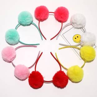 SHASHI Hair Accessories Pom Pom Plastic Hairband Headband for Girls and Woman SET OF 6 Hair Band