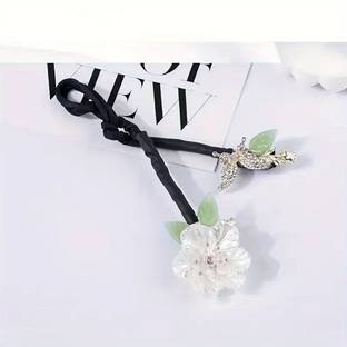 Ashkash 1pc Elegant Floral Hair Bun Maker, Rhinestone Butterfly Simple Twist Clamp Bun Stick