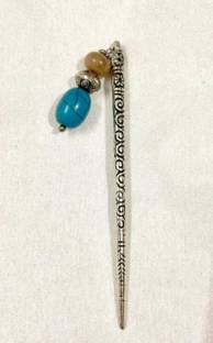 Om handicraft fancy blue bun stick Bun Stick