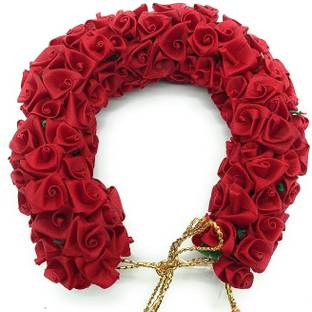 ShilpoKuthi Red/Maroon Rose Gajra (Pack of 1) Mogra Fragrance Artificial Flower Hair Accessory Set