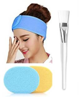CRIYALE Face Cleaning Sponge Non-Slip Spa Headband with Plastic Facial Brush Head Band