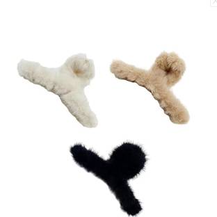 Rhosyn Fluffy Furr Claw Clip Clutcher Hair Accessories (Multi Color Any3) (Pack of 3) Hair Claw