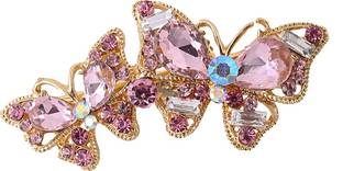 YELLOW CHIMES Hair Clips for Women Hair Alligator Clips Purple Crystal Butterfly Hairclips Hair Clip